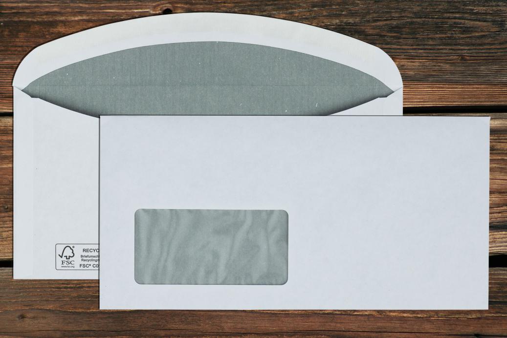 Kuvertierhüllen mit Fenster C6/5 114x229 mm Nassklebend Recycling Weiß 80 g/qm